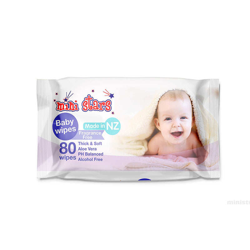 Mini Stars Baby Wipes Fragrance Free 80s Carton (12x80pk)